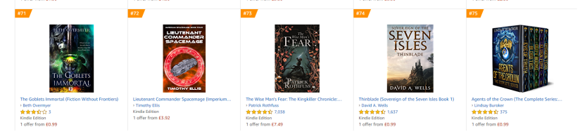 Amazon UK epic fantasy bestsellers kindle