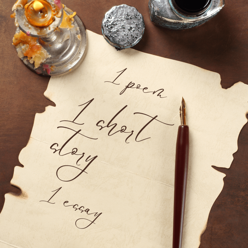 1 poem, 1 short story, 1 essay